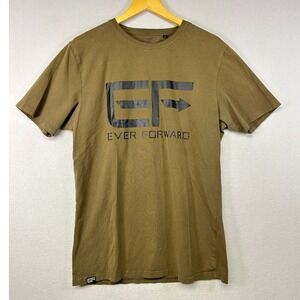 EVER FORWARD Graphic T Shirt Olive Green EF Logo Cotton Blend Mens Size L
